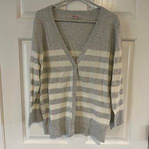 Merona Ladies Striped Long Sleeve Knit Cardigan Sweater Size XL